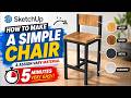 SketchUp Beginner Tutorial Make a Simple Chair Model in 5 Minutes + Materials