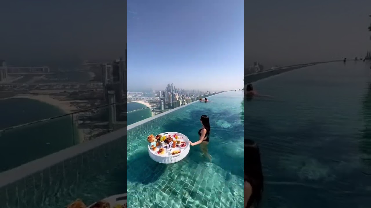 breakfast in a infinity pool of dubai 