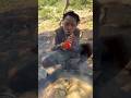 enjoying eating hot tomatoes