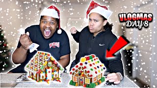 VLOGMAS DAY 8: BOYFRIEND VS GIRLFRIEND GINGERBREAD HOUSE SHOWDOWN!❄🎄