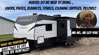 Everything you Might Need For Your RV Rental Adventure. What We Provide for Our Renters