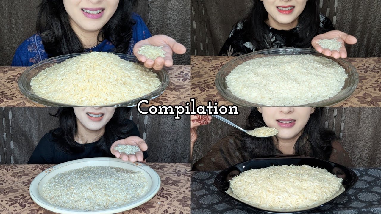 RAW RICE EATING COMPILATION || ASMR // SATISFYING - YouTube