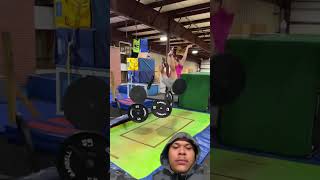 Guy jumps on Trampoline with 100 pound weights on it 🫡