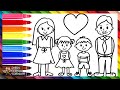 Drawing and coloring a family  drawings for kids