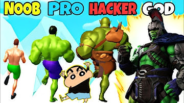 NOOB vs PRO vs HACKER in MUSCLE RUSH with SHINCHAN,GOD HULK and CHOP | Spidey Shivgam