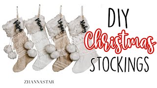 Easy DIY Big Boho Christmas Stockings | Wooden Name Tags