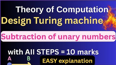 Automata theory Engineering Turing Machine Subtraction of unary numbers TOC AT Turing Machine