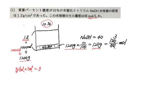 高校化学 質量パーセント濃度をモル濃度へ変える方法 Youtube