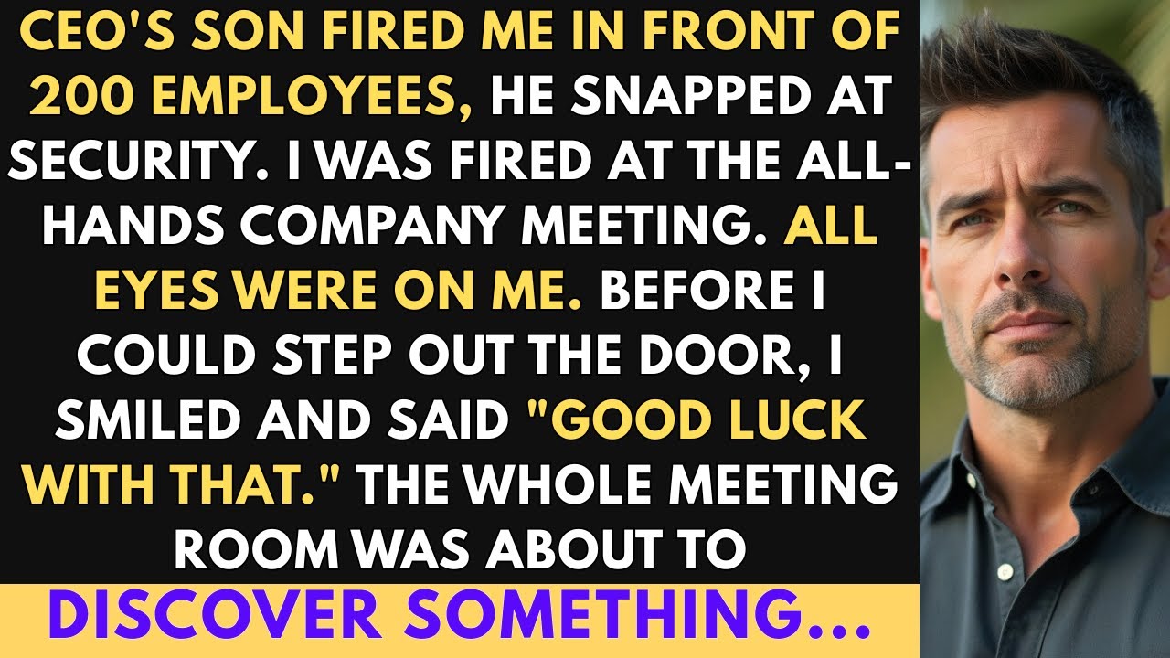 Сын генерального директора уволил меня перед 200 сотрудниками. Он не знал, что я был скрытым инве...