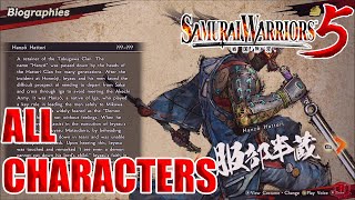 Samurai Warriors 5 - All Characters Bios & Costumes + DLC (Samurai Warriors & Special) *Updated*