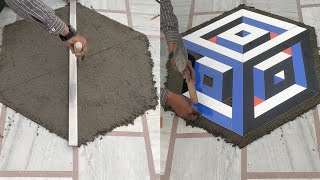 🤯 This 3D Floor Design Looks Impossible! Cube Tile Illusion Explained