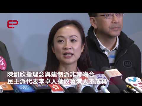 陳凱欣指理念與建制派非常吻合 民主派代表李卓人落敗冀港人不放棄