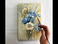 How to draw easy flowers painting/ Demonstration /Acrylic Technique on canvas by Julia Kotenko