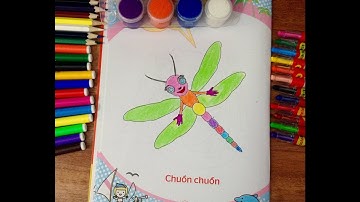 Dạy bé vẽ tranh - bé tô màu con chuồn chuồn dễ thương