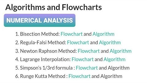 FLOW CHARTS & ALGORITHMS - NUMERICAL ANALYSIS