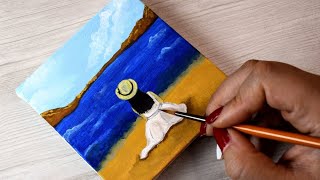 Simple and beautiful painting idea: a unique and peaceful see view from the beach