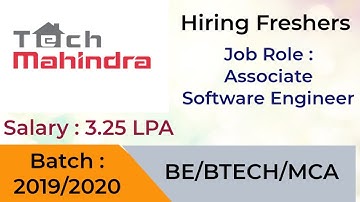 Tech Mahindra Hiring Freshers for the Role of Associate Software Engineer |