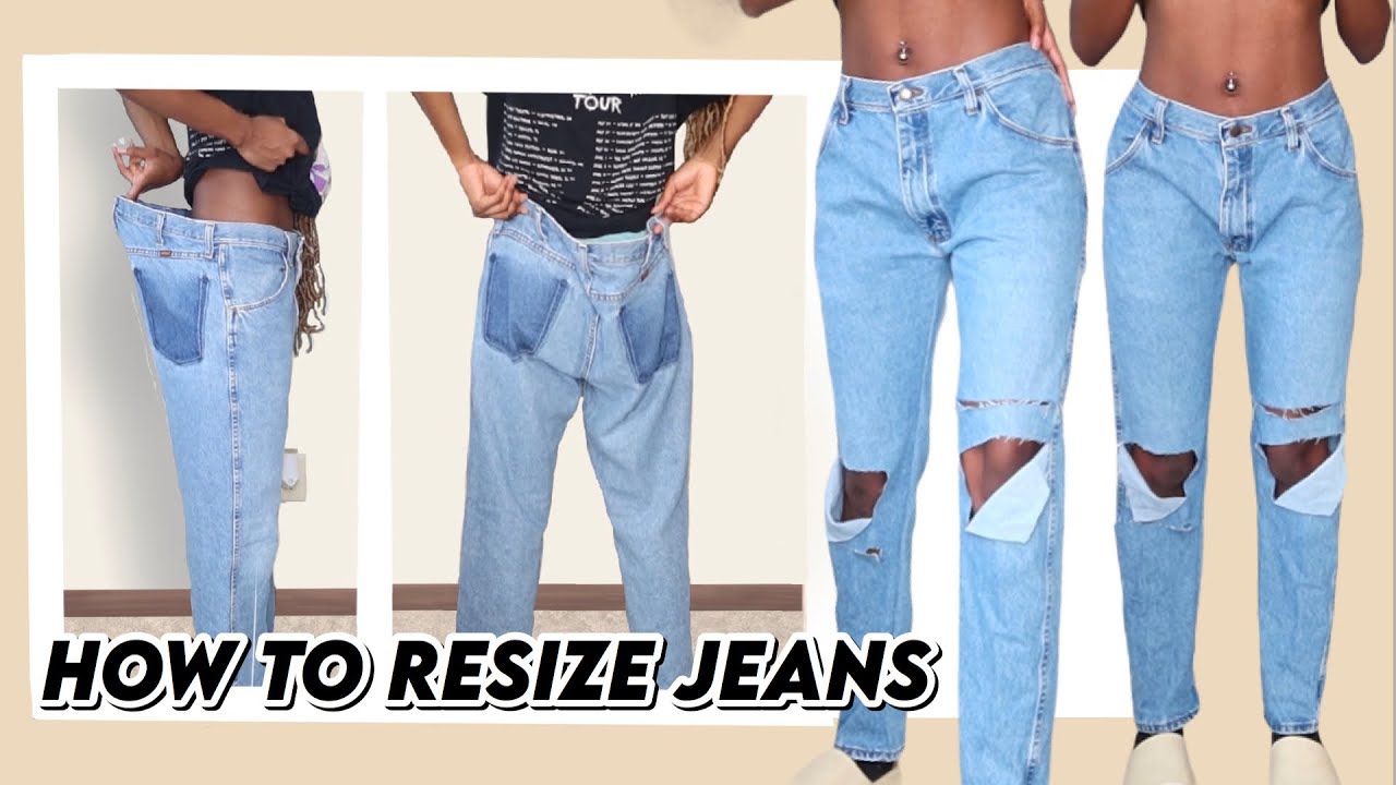 HOW TO ALTER JEANS | waist , inseam & rips - YouTube