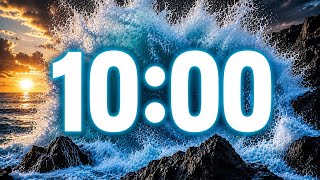 10 Minute Beach Timer 🌊 Relaxing Ocean Waves,Crashing Surf Sounds for Study,Sleep,Meditation & Focus