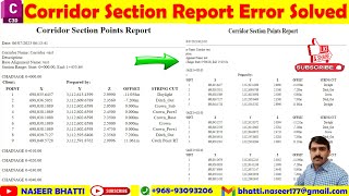 Corridor Section Points Report Problem | Corridor Section Report Missing Data Error Solved