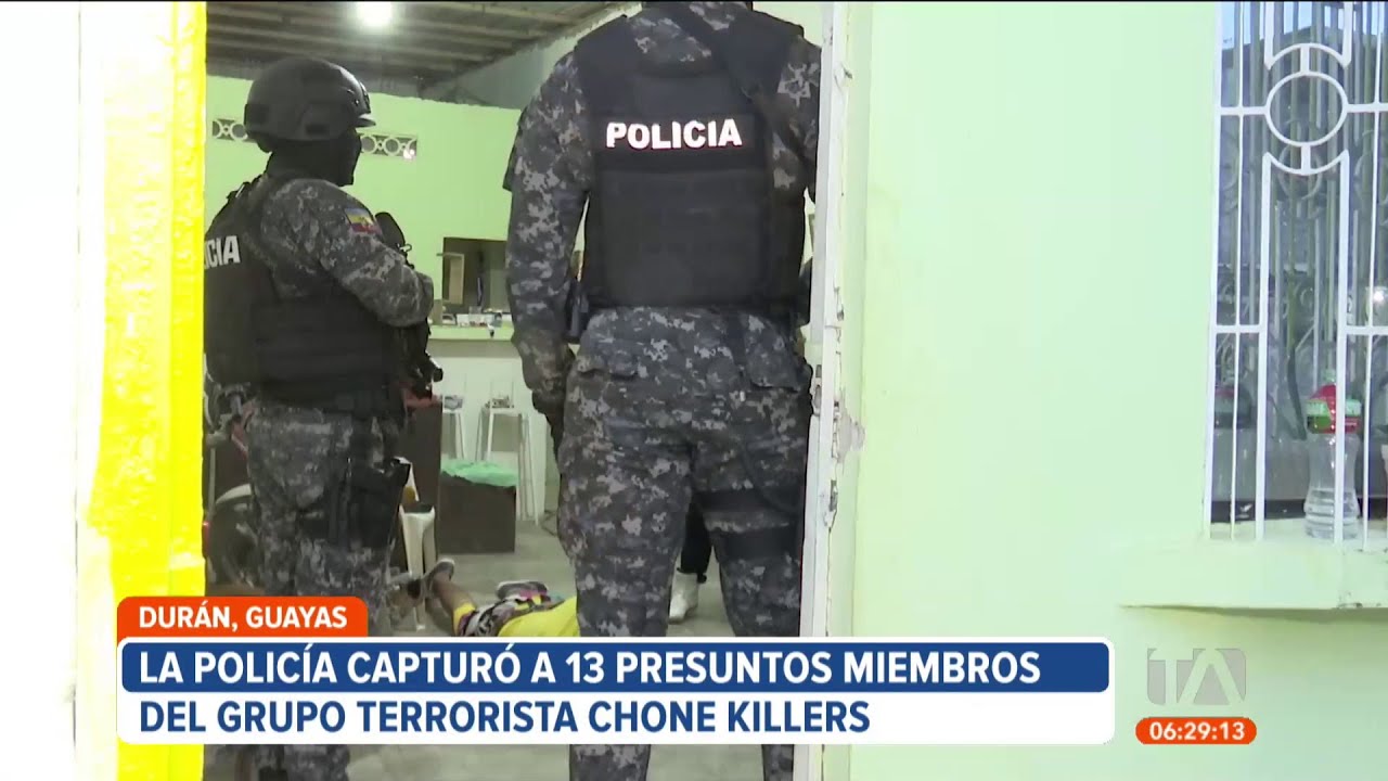 13 integrantes de los Chone Killers fueron detenidos en un operativo en Durán