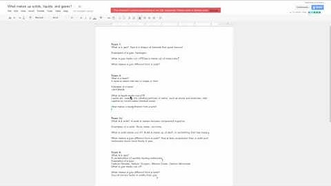 Collaborative Documents in a Classroom Setting