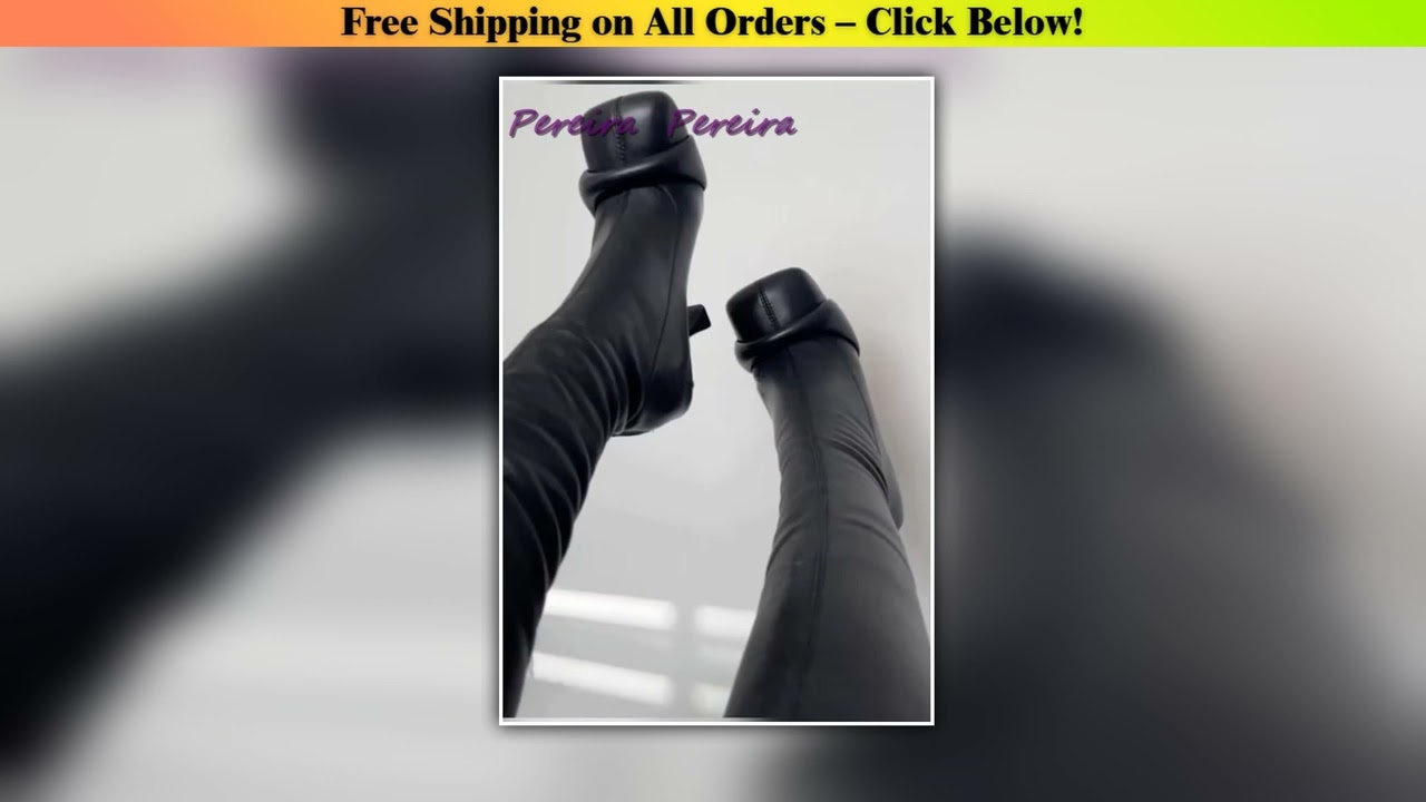 Solid Strange Style Knee-High Boots Square Toe High Heels Black Leather Women Winter Fashion