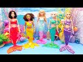 Disney Princess Barbie Play Doh DIY Dress up ✨ 人魚に変身 アナ雪 プリンセス がマーメイド❤DIY ねんど エルサ 白雪姫 ラプンツェル ミラベル