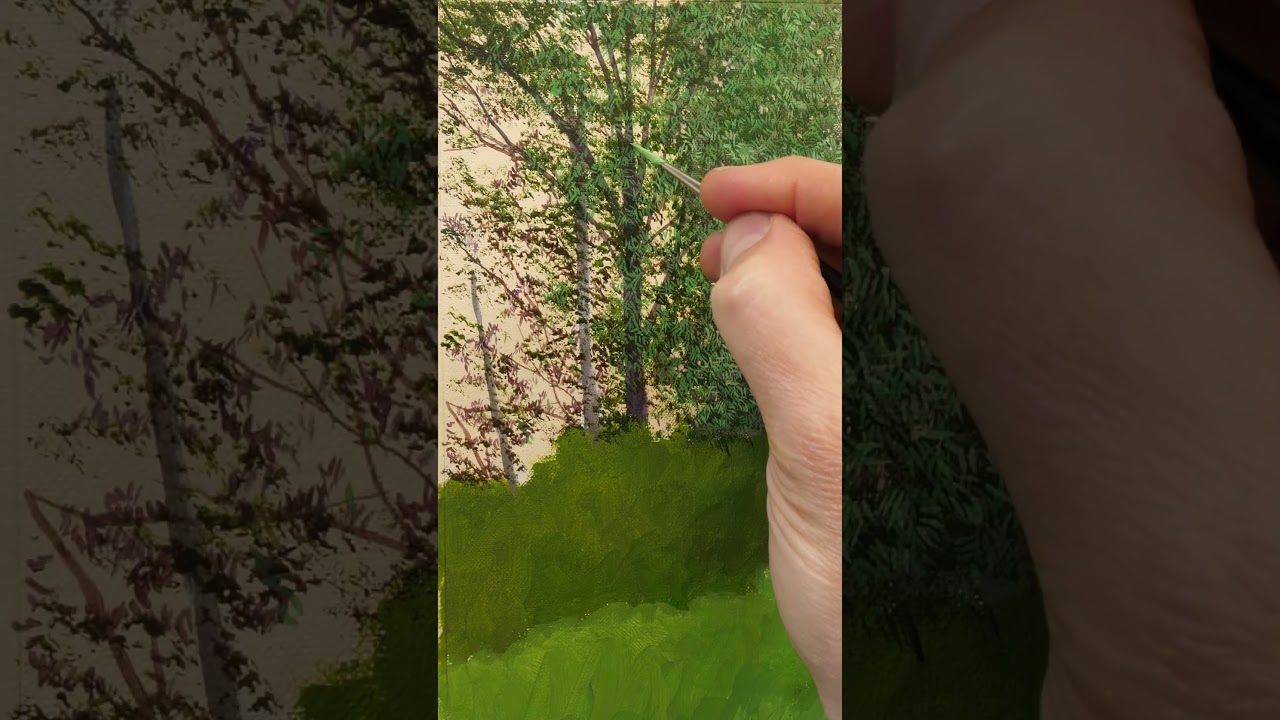 Painting Realistic Trees  #painting #art #shorts