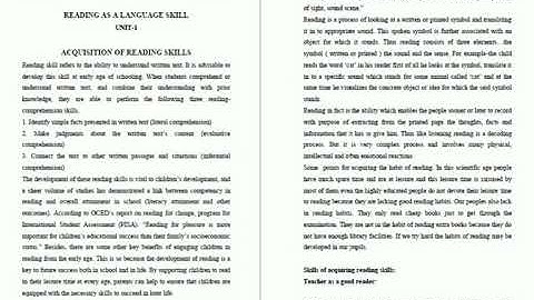 READING AND REFLECTING ON TEXTS FILE || B.ED FIRST YEAR ||