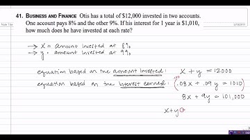 Solving an Interest Problem using a system of equations