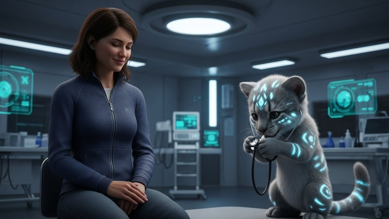 Alone in the Clinic: A Curious Cub enjoyed playing Stethoscope