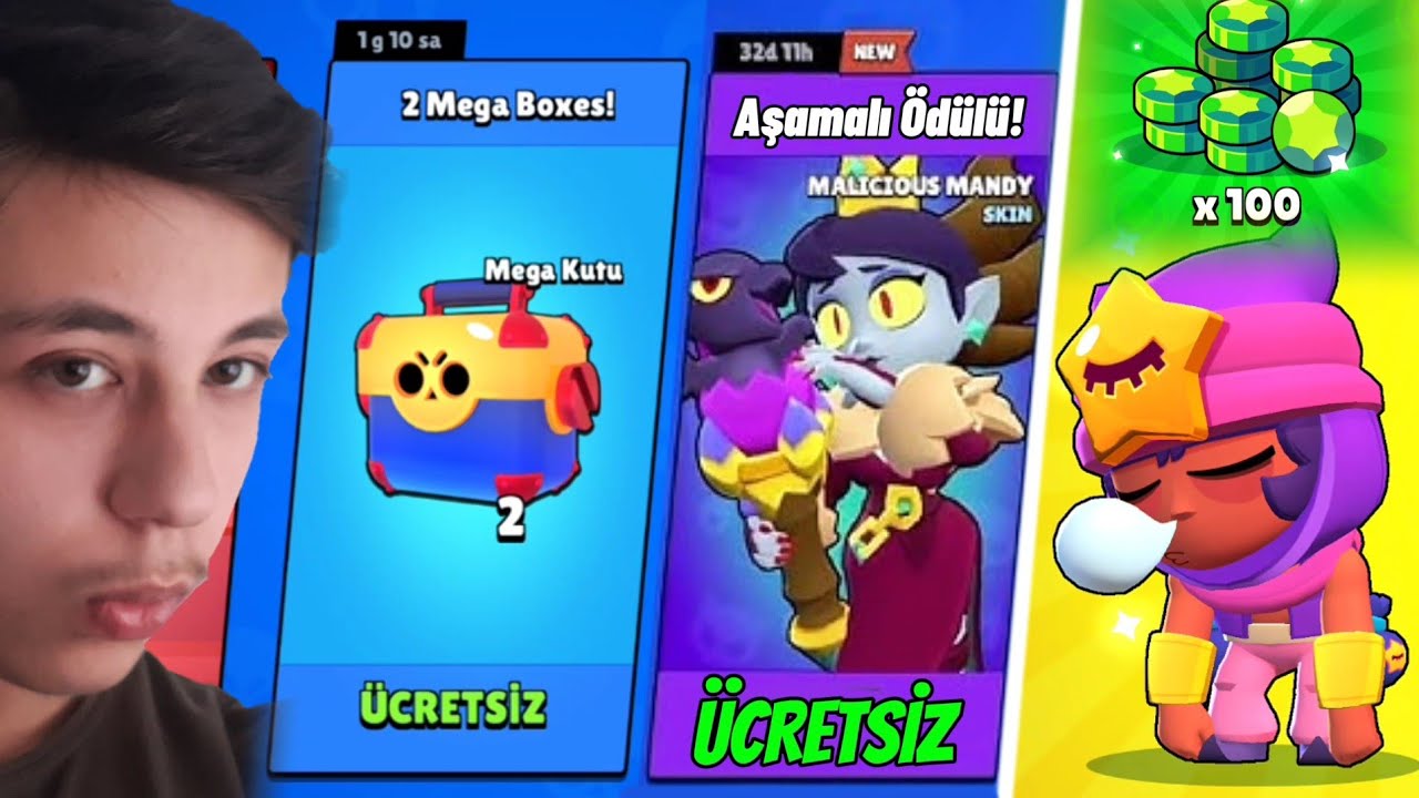 HERKESE ÜCRETSİZ 2 MEGA KUTU VE KOSTÜM GELDİ !! 100 ELMAS VEE ! Brawl Stars