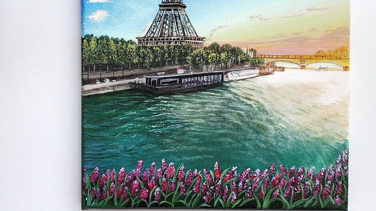 Spring in the city-Paris Acrylic painting 