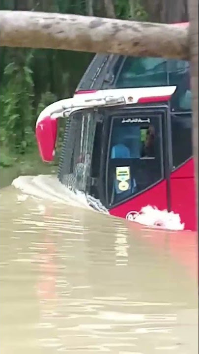 Ngeri Bus Nekat terjang banjir #shorts #viralshorts #beritaterbaru