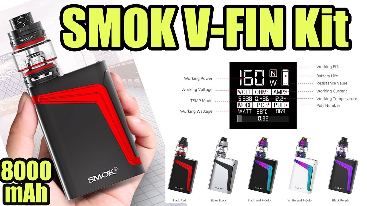 SMOK V FIN 160w Kit with TFV12 Baby Prince Sub Tank | 8000mAh built-in