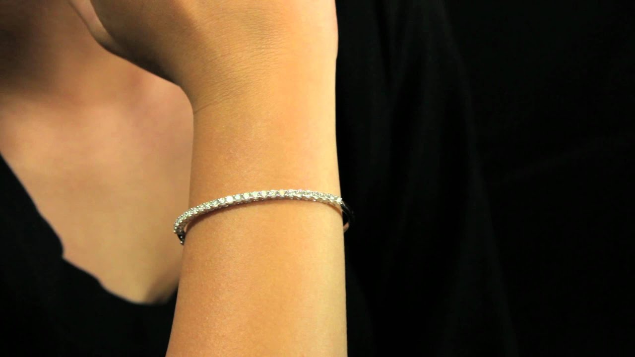 White Gold Diamond Bangle  - F7B94402 - Pravins