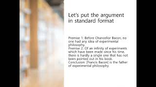 Identifying premises and conclusion - Example