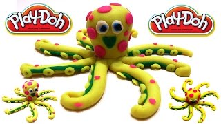 Как слепить Осьминог из пластилина Плей До на русском, лепки - How to make a octopus with Play-Dough
