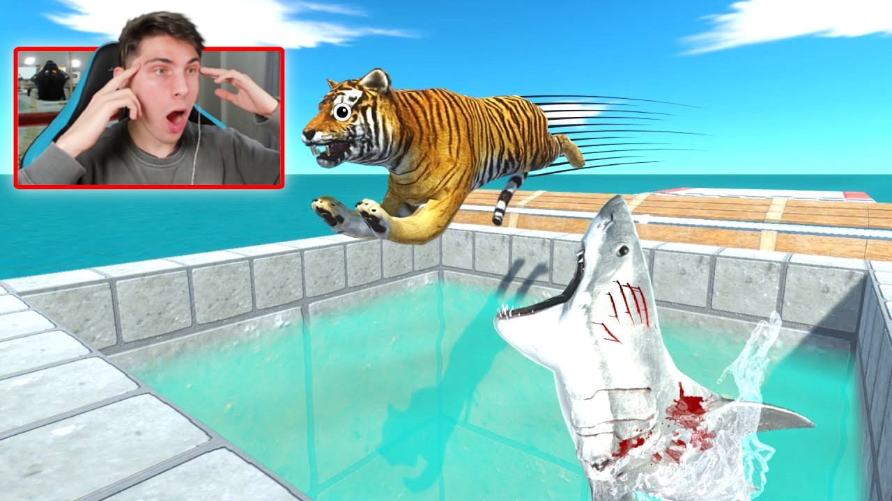 RETO EXTREMO - SALTO DE LA MUERTE SOBRE TIBURONES - ANIMAL REVOLT BATTLE SIMULATOR