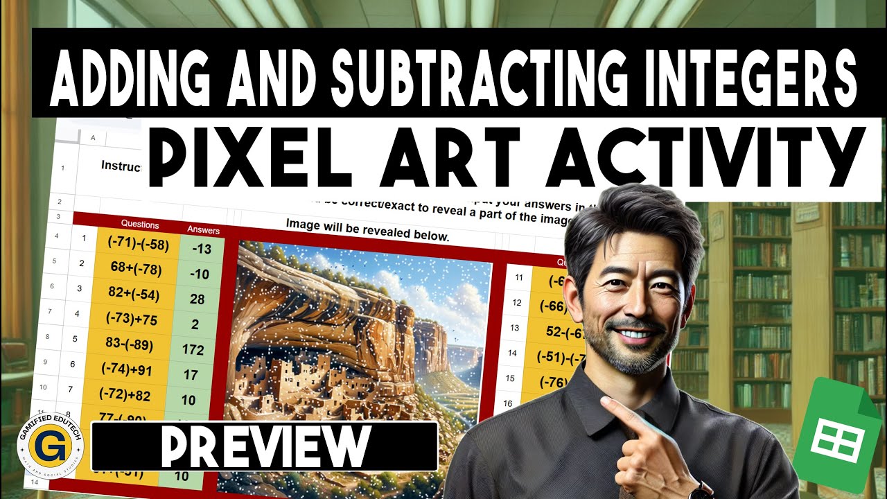 Adding And Subtracting Integers Activity (Pixel Art Landmarks 2) * 5 ...