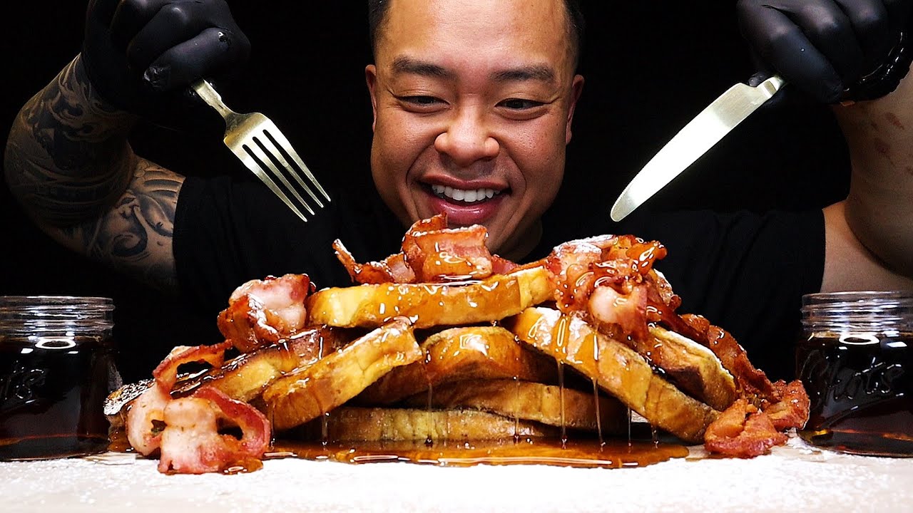 ASMR STACKS OF FRENCH TOAST WITH CRISPY BACON **SATISFYING EATING SOUNDS** ASMR_CRAVINGS