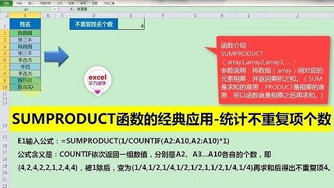 Excel教學 | Excel软件中如何统计不重复项个数？用SUMPRODUCT函数很简单！