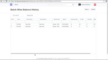 ERPNext - Batchwise Inventory
