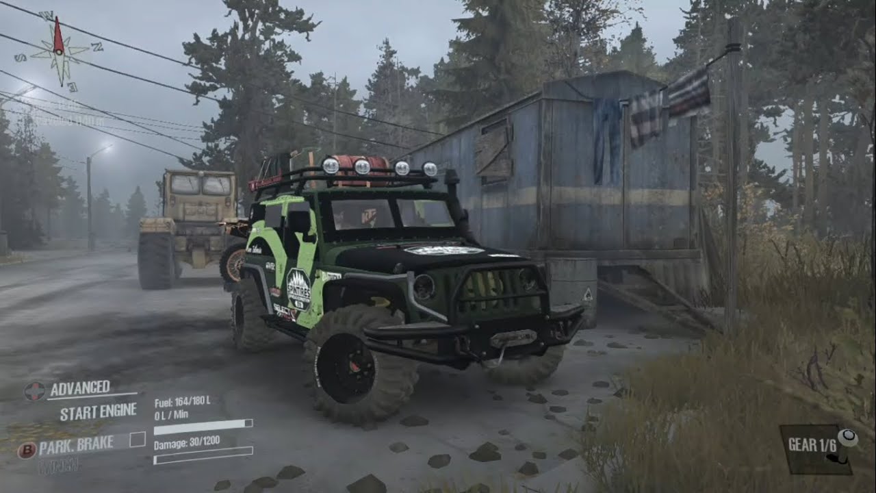 Driving the Jeep Wrangler Diesel offroad, Spintires MUdrunner mods