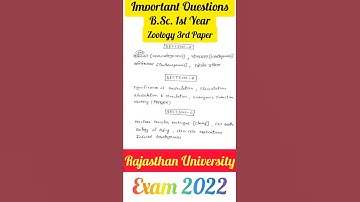 Important Questions BSc First Year Zoology 3rd Paper Rajasthan University Exam 2022
