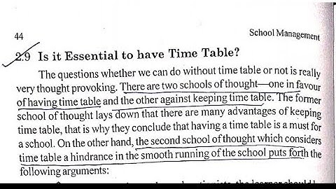 Disadvantages of  time table -School Management B.ed Sem-2 #pup #2022 #pupexamnewstoday