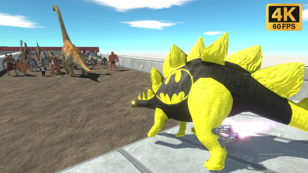 Trying to escape from Stegosaurus Batman - Animal Revolt Battle Simulator