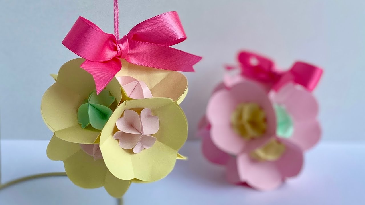 花入りペーパーフラワーボールの作り方／Paper flower ball with