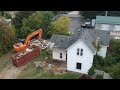 Demolition of Railroad House | Drone Footage | Excavator Time Lapse
